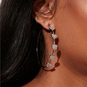 Silver Heart Hoop Earrings